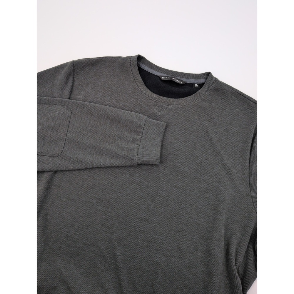 TravisMathew Cloud Crewneck Sweater Mens Sz XXL Gray Patch Elbow Golf Pullover